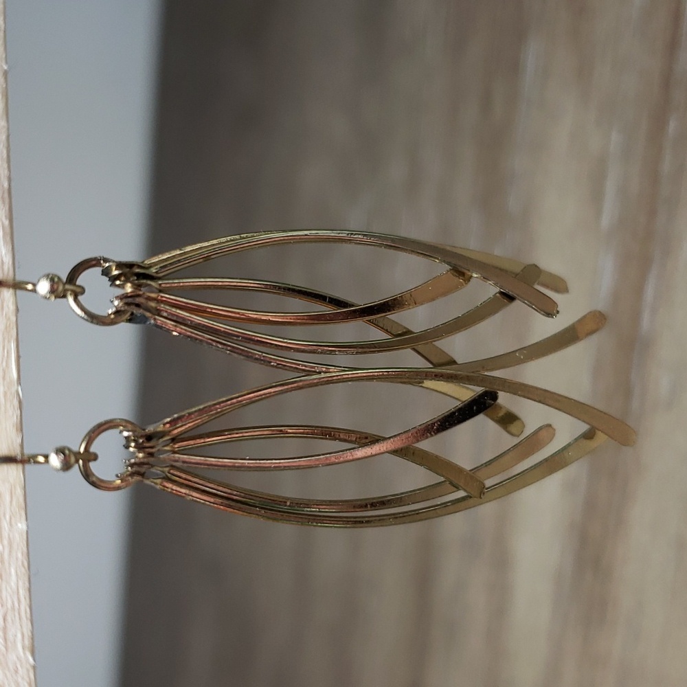 Gold Tone Dangle Earrings - Picture 1 of 3